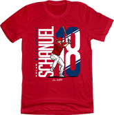 Nolan Schanuel Name and Number MLBPA Tee Red In The Clutch